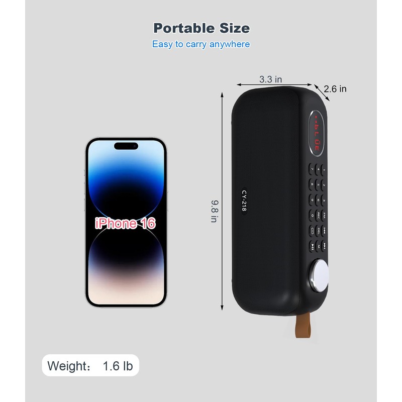 Portable Bluetooth Speaker FM Radio Digital, Support USB/SD Card MP3