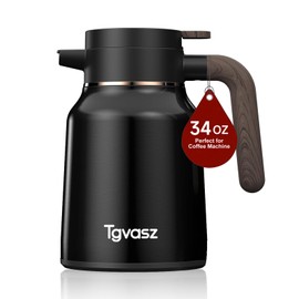 34 Oz Carafes for Hot Liquid, Stainless Steel Insulated Vacuum Thermal Coffee Carafes For Keeping Hot, 1 Liter Coffee Dispenser（Black)