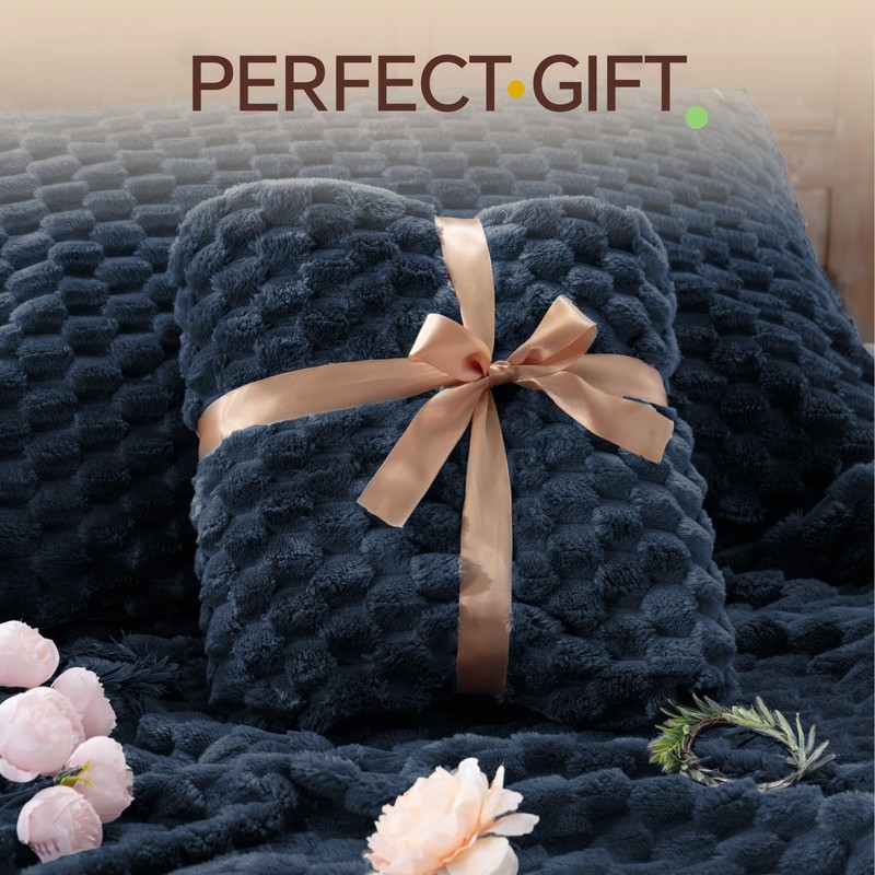 BEDELITE Fluffy King Size Comforter Set - Navy Blue Fleece