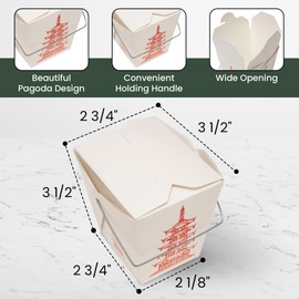 Great Credentials Pack of 50 Chinese Take Out Boxes Pagoda 16 oz/Pint Size Party Favor and Food Pail (50)