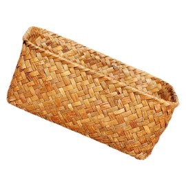 BIUDECO Seagrass Woven Cane Basket Small Wicker Storage Basket for Desktop Living Room Kitchen Bathroom