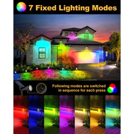 Fratink Solar Spot Lights Outdoor Color Changing, 7 Modes/14 LED Outdoor Solar Lights for Yard, Waterproof RGB Multicolor Solar Landscape Spotlights Auto On/Off for Flood, Yard, Tree, Pathway, 4 Pack
