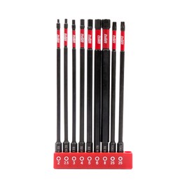 Protorq Long Impact Bit Set, Hex H2-H8,TORX T25, 6-Inch Length, 9-Piece,Industrial Strength, 1/4" Hex Shank, widely used in motorcycle, bike maintance.