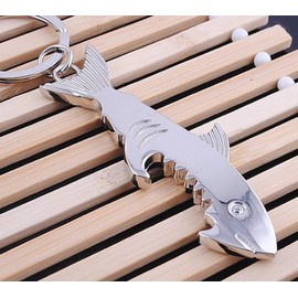 Sportigo ® Shark Keyring with Bottle Opener in Silver / Bottle Opener Pendant/Gift Father Gift Idea
