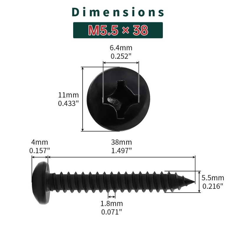 #12 x 1-1/2" Pan Head Wood Screws (25 pcs), 18-8