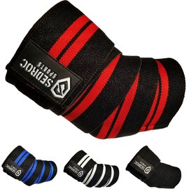 Sedroc Sports Weight Lifting Elbow Wraps Powerlifting Support Sleeves Straps - Pair
