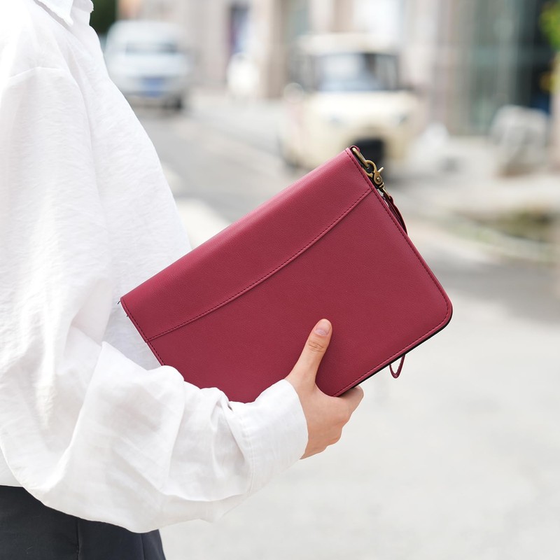 WASON Portfolio A5 Binder Journal with Zipper - Leather pu