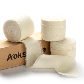 AOKSUNOVA Wedding Ribbon 3.8 cm x 14.5 m Gift Ribbon Cotton Fabric Ribbon Fringe Ribbon Beige Cream