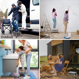 GarfatolRv Safety RV Steps Adjustable Height Aluminum Folding Platform Step with Glow in The Dark Tapes RV Step Stool Supports Up to 1000 lbs.