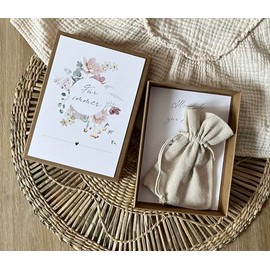 Geldgeschenk zur Hochzeit | Geschenkbox | mit Leinens√§ckchen und Garn | Hochzeitsgeschenk (Blume)