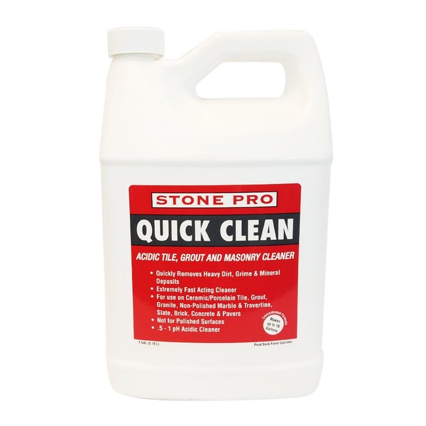 Stone Pro Quick Clean - Acidic Tile, Grout and Masonry Cleaner Concentrate - 1 Gallon