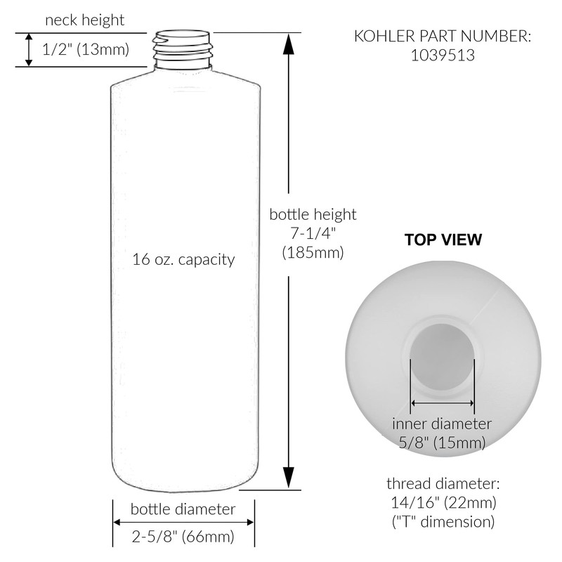 Kohler 1039513 Bottle for Soap Lotion Dispensers