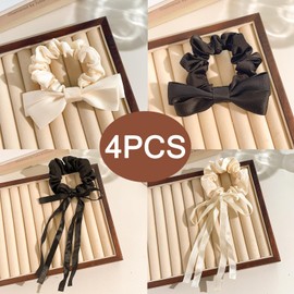 UZYXC 4er Set Satin Scrunchies Haargummi für Damen, Sanfte Haargummis für weniger Frizz & Haarbruch, Elastische Haargummis ohne Abdrücke