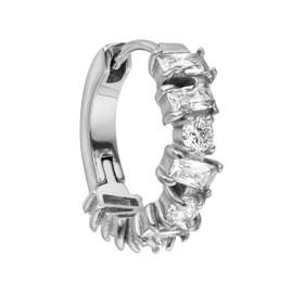 Purelei® Chic Hoop Earrings - Stainless Steel 18K Gold Plated / Rose Gold Plated or Silver - 17 mm Diameter - With Sparkling White Zirconia Stones - Women's Earrings, Stainless Steel, Abalone