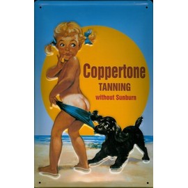 Tin Sign with Retro 'Coppertone Tanning by Sea Dog