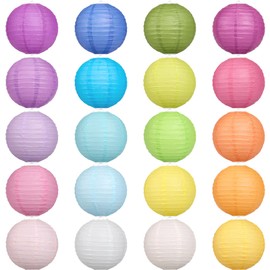 LIHAO Paper Lanterns, 20 Colors, 7.9 inches (20 cm), Round Shape, Plain, Summer Festivals, Bon Festivals, Events, Parties, Tanabata, Decoration, Decoration, Paper Lanterns, Colorful