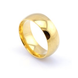 Vault 101 Limited 18k Gold Plated Men's Women's Stainless Steel Wedding Band Ring (8mm Wide - Size Y)