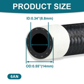 VWTNI 2FT 6AN Fuel Line Kit, 3/8 inch 6AN Fuel Hose with Hose Fitting (45 Degree and 90 Degree), CPE