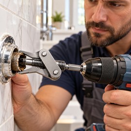 Universal Broken Pipe Extractor with Hex Shank, Drill-Powered Adjustable Plumbing Removal Tool