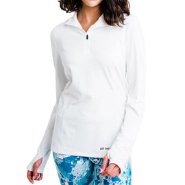 Hot Chillys Women's Micro-Elite Chamois Solid Zip-T Midweight Body Fit Base Layer, White, XL
