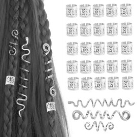 Dreadlock Jewellery, Pack of 28 Hair Spiral Clips, Adjustable Cuffs, Hair Braids, Beads, Dreadlocks, Beads, Hair Accessories, Braids Accessories for Women, Men, Braids, Decoration