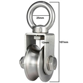 SHINICO Cable Pulley Wheel, Swivel Single Pulley Block, Stainless Steel, Bearing Inside, Heavy Duty Good for Pulley System Gym Equipment, Loading 1100lb