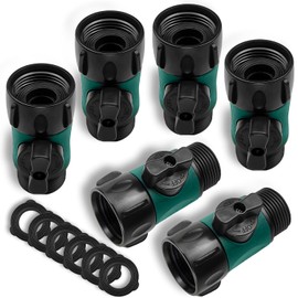 Luckynono Garden Hose Shut Off Valve, Garden Hose Turn Off Valve Garden Hose Connector Set, Standard 3/4" Thread 6 pack