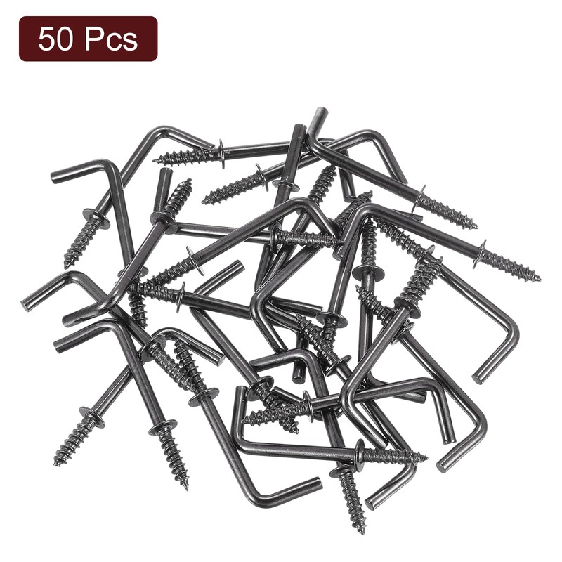 uxcell 50 Pcs L Shape Hooks, 1 Inch Right Angle