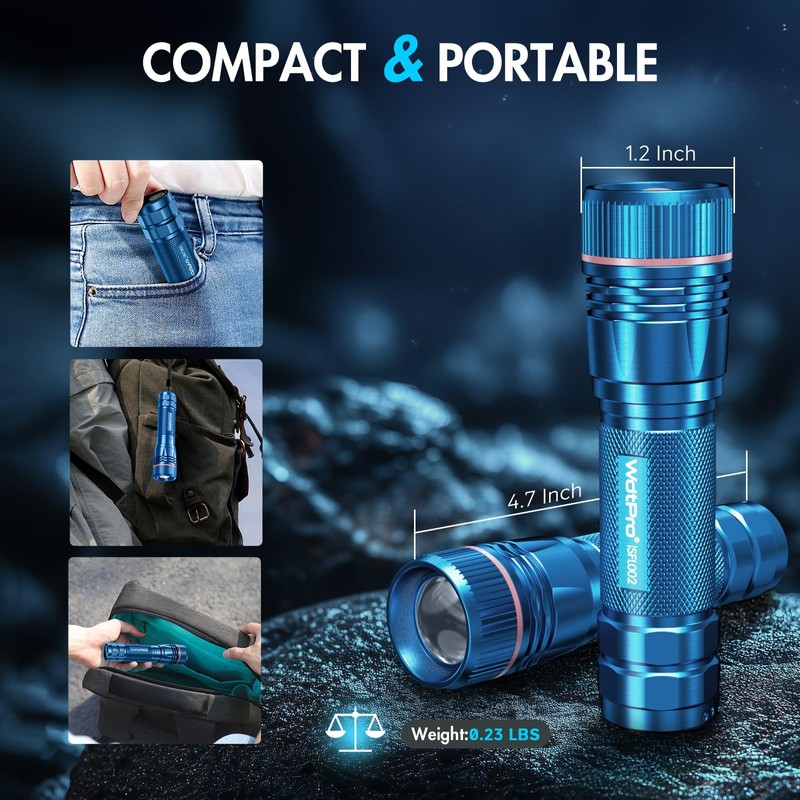 WdtPro Rechargeable Flashlights High Lumens, 1 Pack 10H Long Lasting