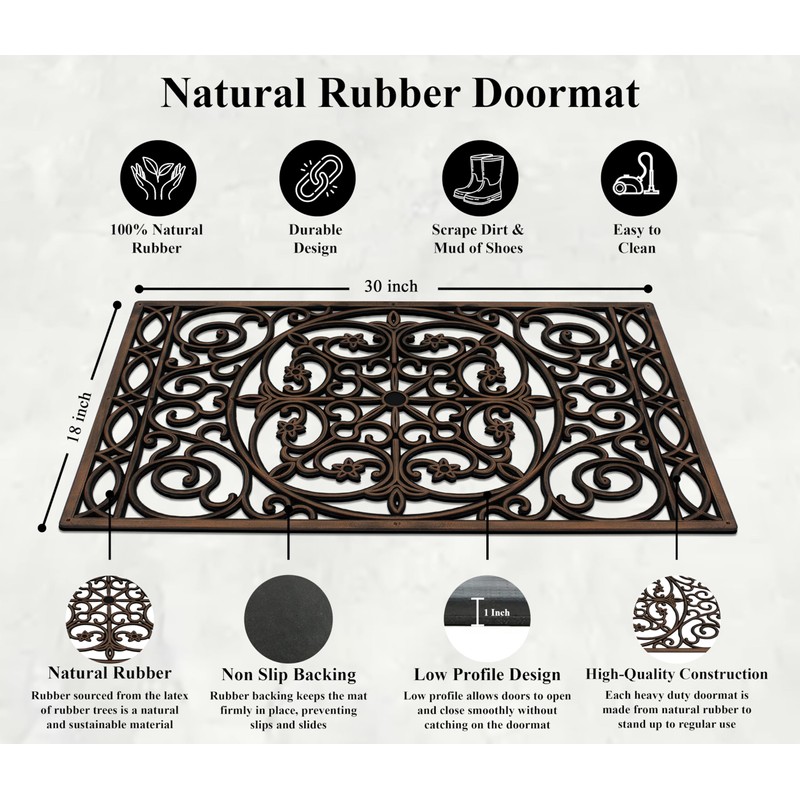 A1 Home Collections Rubber Grill Doormat, Elegant Star Pattern