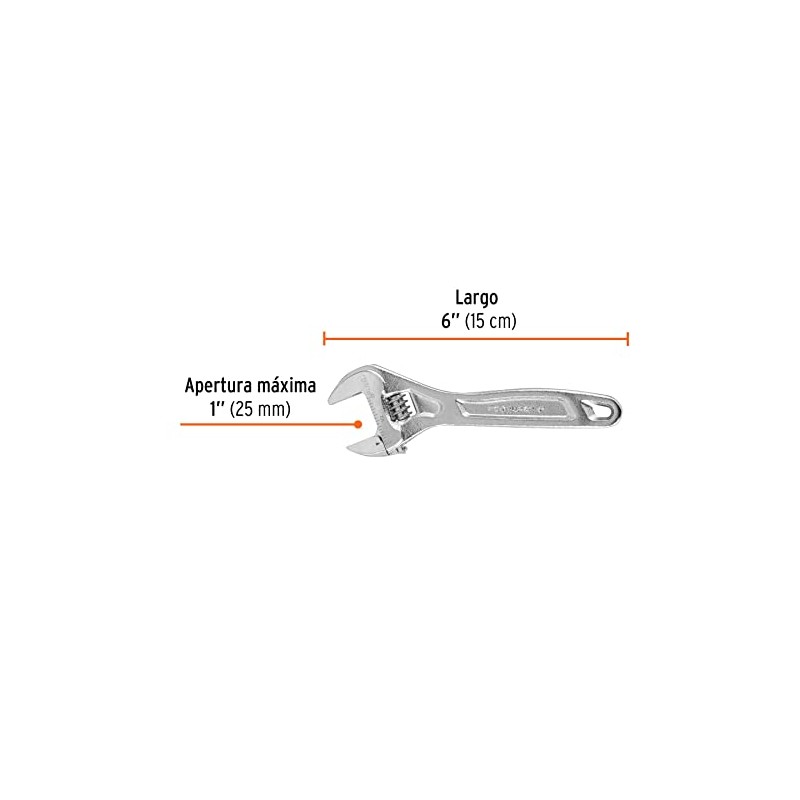 Truper Expert PET-6C, Llave ajustable (perico), 6" profesional cromada