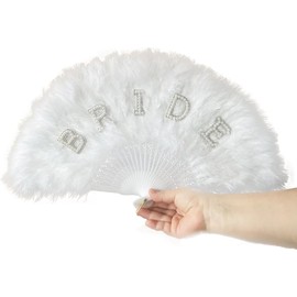 TRIXES Bride Handheld Feather Fan - Bride To Be Gift Hen Night - Bachlorette Gift