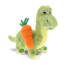 DolliBu Happy Easter Super Soft Plush Green Dinosaur with Carrot - Cute Stuffed Animals with Carrot Plush Toy, Perfect Easter Holiday Surprise Gift - 10" Inch