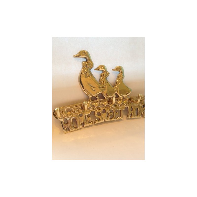 Solid Brass Duck Family " HOME SWEET HOME " House