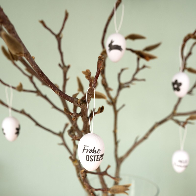 Papierdrachen 8 Printed Easter Eggs in Papier-Mâché Look – Black