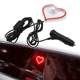 AuMoHall Car Interior Atmosphere Lights, Love Heart Shape Neon LED Window Light with for Valentine's Day Vehicle Decor, LED Ambient Light, Unique Car Interior Accessories to Express Yourself (Red)