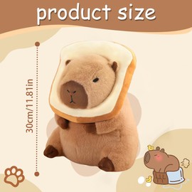 Meleager Capybara Cuddly Toy, Capybara Plush Toy for Children, Capybara with Toast Decoration, Stuffed Toy Capybara Gift, Capybara Plush for Girls Boys (30 cm Capybara)