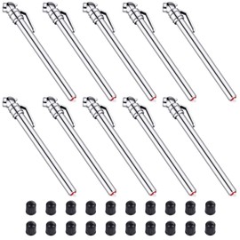 10 Pieces Pencil Tire Pressure Gauge Stainless Steel Stem Tire Pressure Gauge Accurate Mechanical Wheel Checker with 20 Pieces Tire Stem Valve Caps for Car Truck Motorcycle Bike