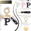 XGALBLA Initial letter Keychains for Women Black Bling Sparkly Cute