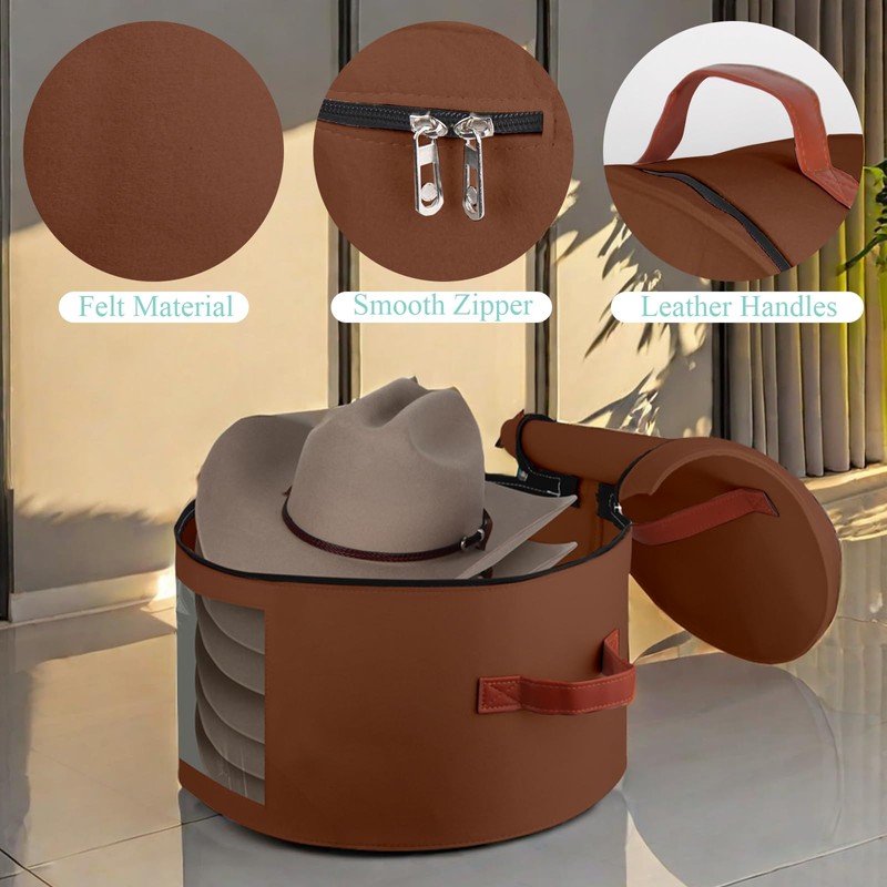 Hat Box,Hat Storage Box,Stackable Round Brim Hats Organizer Bag Container