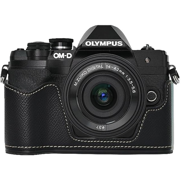 BMAOLLONGB E-M10 IV Case, Handmade PU Leather Half Camera Case