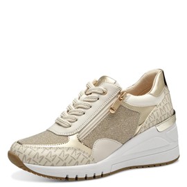 MARCO TOZZI Women's Wedge Trainers Casual with Wedge Heel, Cream Comb 1