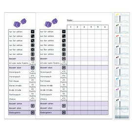 DiceCupFlex Dice Game Pad DIN A6 with 50 Pages Dice Pad, Game Pad, Replacement Pad Design (Pack of 2, Purple)