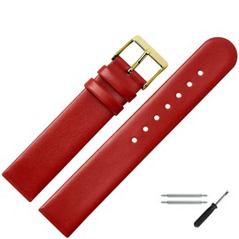 MARBURGER Watch Strap 14 mm Leather Tool Assembly Set 76114, red/gold, Strap.