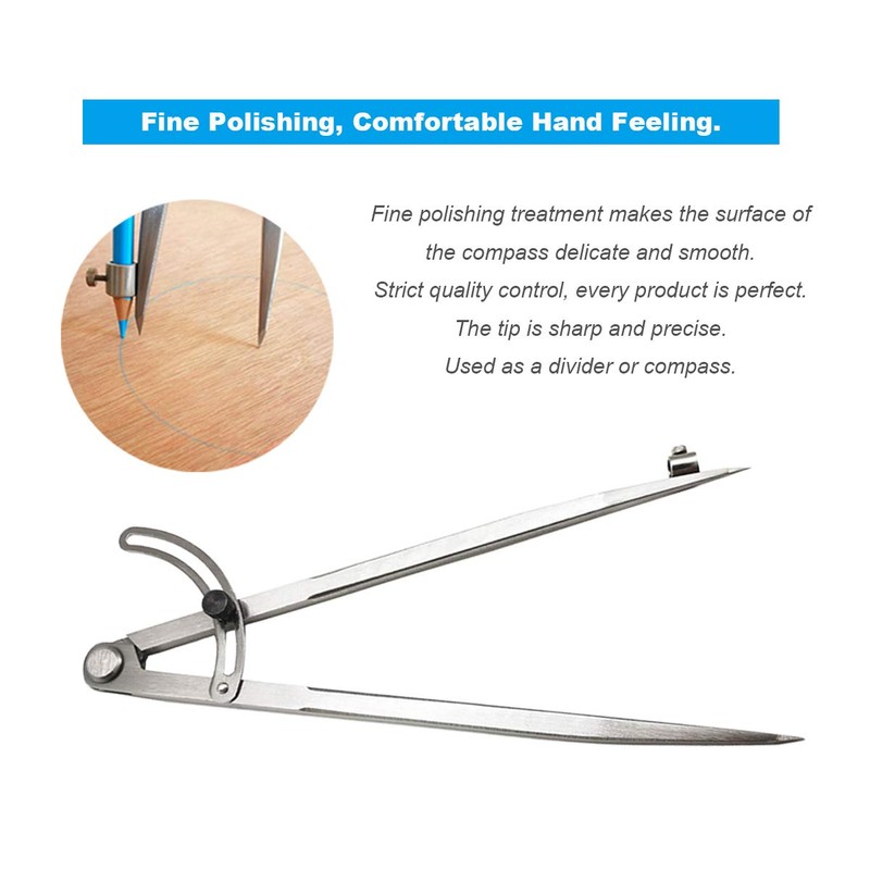 ZLKSKER 10 inch Professional Woodworking Compass with Pencil Holder Lockable