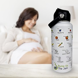 Pregnancy Water Bottle Tracker - 32 ounce Stainless Steel - Includes Weekly Pregnancy Tracker Stickers (Coral Crush)