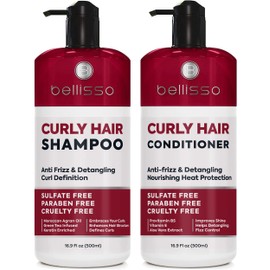 Curly Hair Shampoo and Conditioner Set - For Defining Wavy, Permed, Frizzy, Fine and Black Curls - Moisturizing, Sulfate Free Formula for Women and Men - Products are Safe for Color Treated Locks