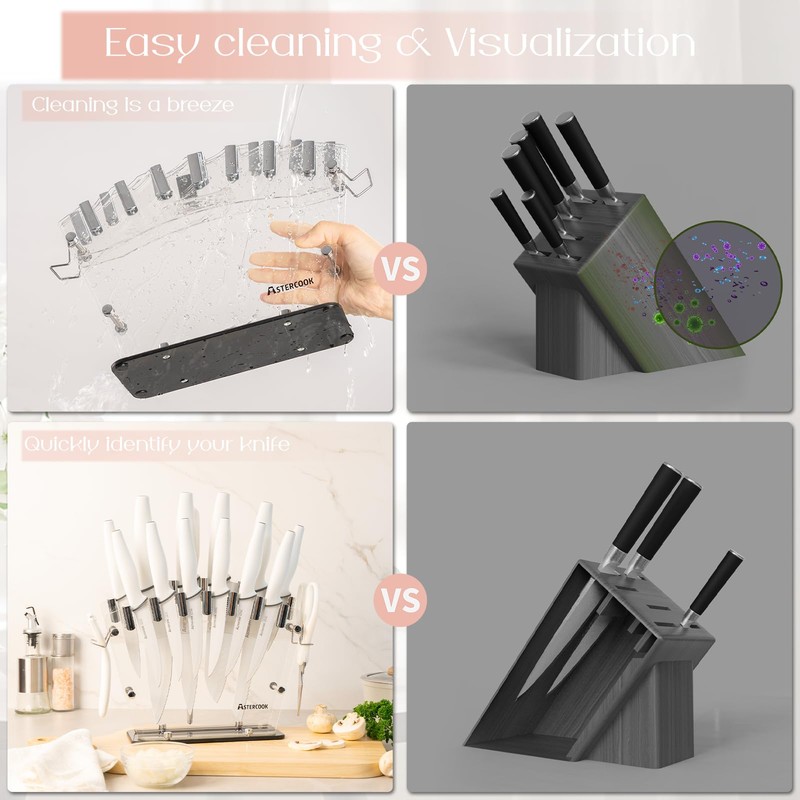 Astercook Knife Set for Kitchen with Block and Sharpener 22