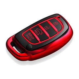 Tukellen for Hyundai Key Fob Cover Soft TPU Full Protection Key Case Compatible with Elantra Elantra GT Ioniq Sonata Tucson Smart 4 Buttons (Red)