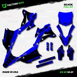Factory EFX Black & Blue Slick Racing Graphics Kit fits 14-21 Kawasaki Kx85 kx 85 decal - Graphics and Plates